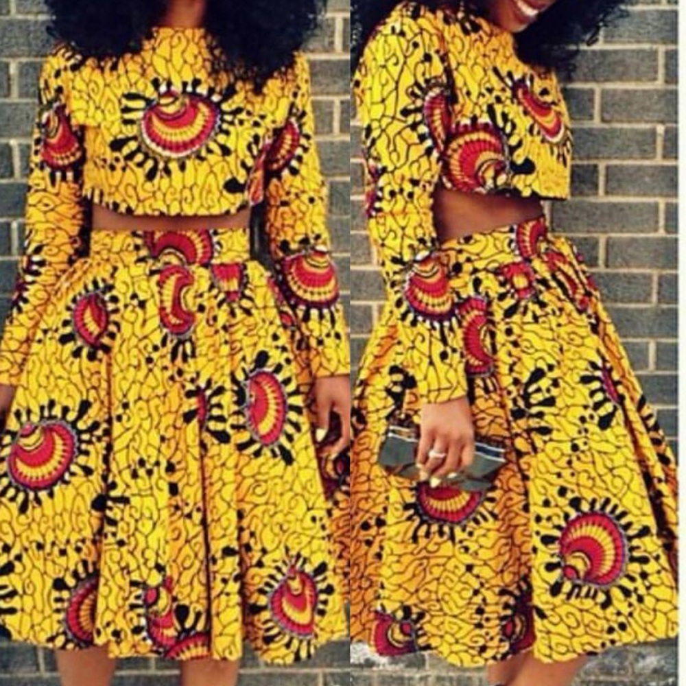 African 2 Piece Set (Cropped Top & Skirt)